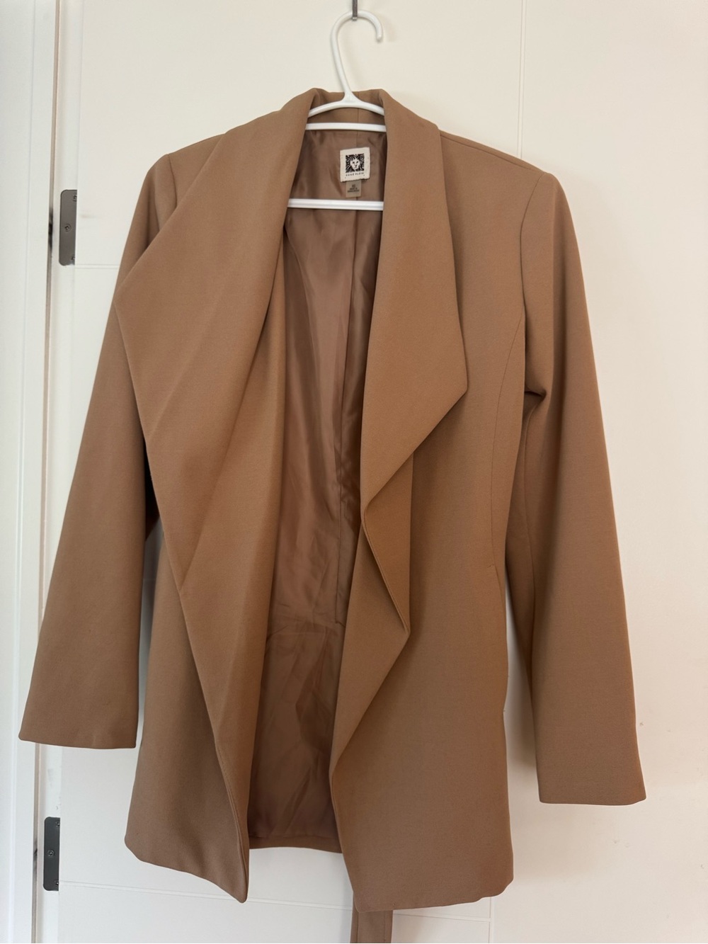 Anne Klein Camel Open-Front Draped Blazer